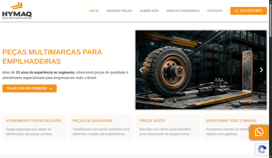 Print do site desenvolvido para Hymaq